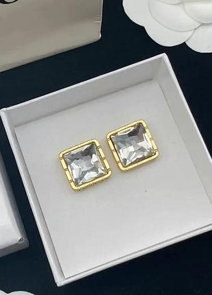 Серьги версаче square clear люкс качество
