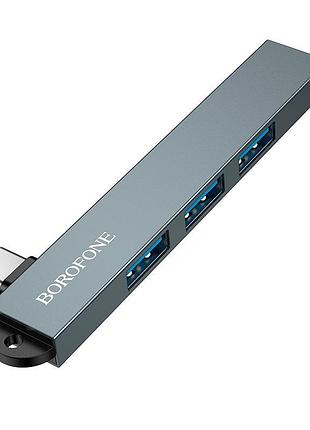 Переходник type c to usb / хаб type c borofone fh1a type c to usb2.0*3+usb3.0