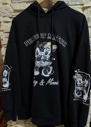 Жіноча кофта світшот оверсайз чорна з міккі-маусом розмір м від lcw casual / disney