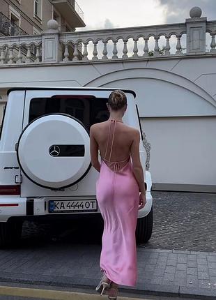 Шелковое платье вечірнє  пудра розовое барби pink шовк