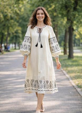 Сукня вишиванка кольору шампань