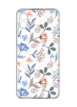 Прозрачный чехол на samsung galaxy a07 (a075) цветочный фон (принт 371)