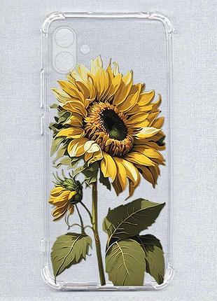 Чехол с утолщёнными углами на samsung galaxy a07 (a075) подсолнечник (принт 274)