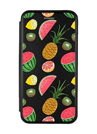 Чохол-книжка чорний з малюнком на xiaomi redmi 15c / poco c85 фруктовий мікс (принт 347)