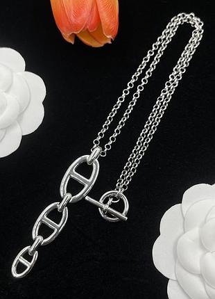 Кольє hermès chachorne d'ancre statement silver edition люкс якість