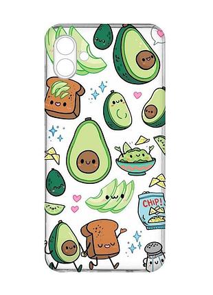 Прозрачный чехол на samsung galaxy a07 (a075) милашки авокадо каваи (принт 305)