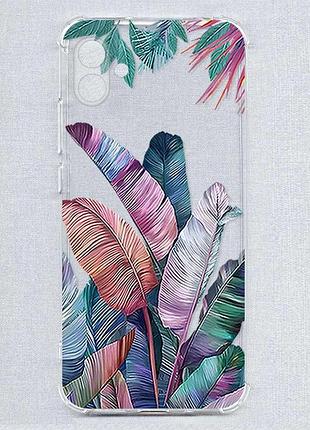 Чехол с утолщёнными углами на samsung galaxy a07 (a075) тропики (принт 372)