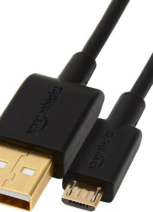 Amazon basics кабель usb a — micro usb 2.0, скорость передачи данных 480 мбит/с, позолоченные разъемы, 3m,