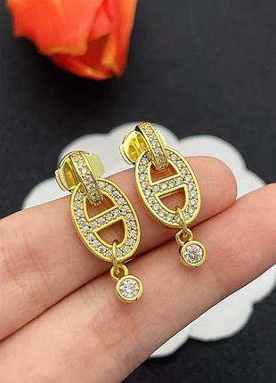 Серьги hermès “oval chain shine” люкс качество
