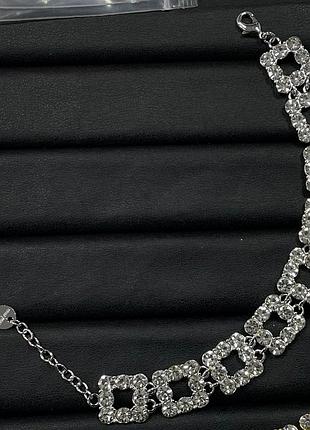 Браслет миу миу crystal square chain люкс качество