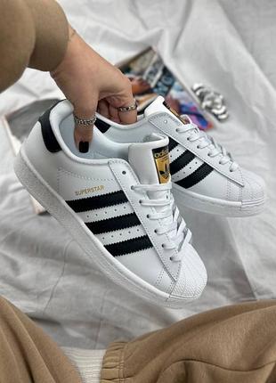 Женские кроссовки adidas superstar white black