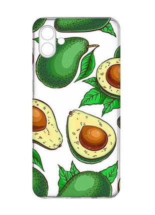 Прозрачный чехол на samsung galaxy a07 (a075) фон авокадо (принт 308)