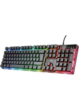 Клавіатура trust gaming gxt 835 azor з підсвічуванням, іспанська розкладка qwerty, світлодіодне підсвічування, дротова ігрова