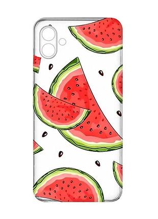 Прозрачный чехол на samsung galaxy a07 (a075) ломтики арбуза (принт 342)
