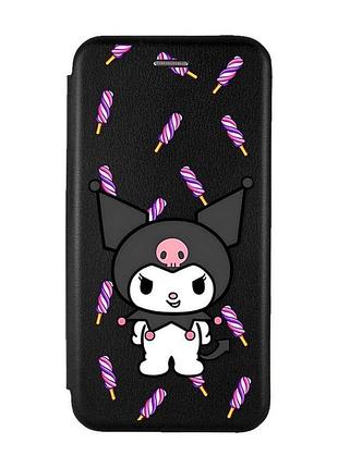 Чохол-книжка чорний з малюнком на xiaomi redmi 15c / poco c85 куромі (принт 390)