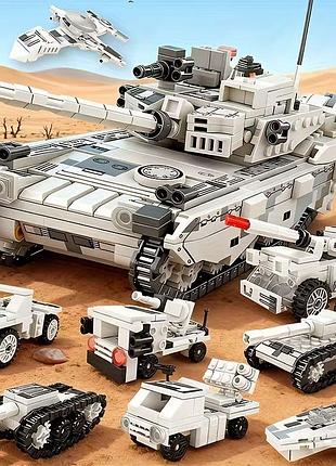 Конструктор танк type 99a 25см на 500+ деталей - подвижная башня пушка гусиная и 2 фигурки белый