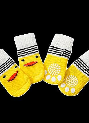 Носки желтые с мультяшной птичкой 4 шт dog socks