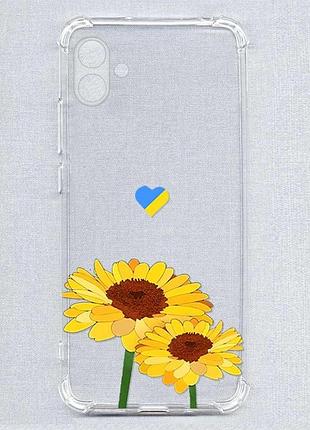 Чехол с утолщёнными углами на samsung galaxy a04e (a042) желтые цветы (принт 364)