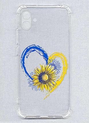Чохол з потовщеними кутами на samsung galaxy a07 (a075) серце з соняхом. україна (принт 260)