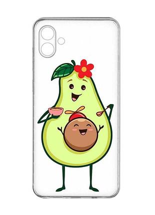 Прозрачный чехол на samsung galaxy a07 (a075) малыш авокадо (принт 309)