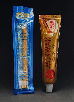 Набор для отбеливания зубов палочка мисвак swak al-shroog + зубная паста miswak gold dabur 170 г