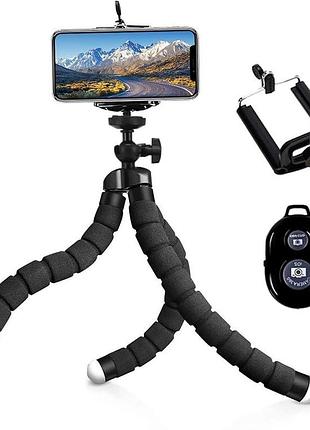 Надлегкий гнучкий штатив восьминіг завдовжки 26 см flexy 360 для камери та смартфона, з bluetooth-пультом