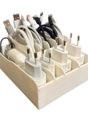 Органайзер для зарядных устройств и кабелей для цифровой техники modular charger 3d печать