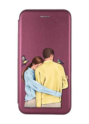 Чохол-книжка бордовий з малюнком на samsung galaxy a57 українська пара (принт 14)