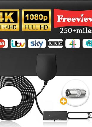 Тв-антенна с внутренним усилением smart digital 4k 1080p тв-антенна дальность действия более 250 миль —