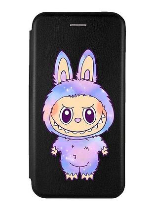Чохол-книжка чорний з малюнком на samsung galaxy a37 лабубу (принт 414)