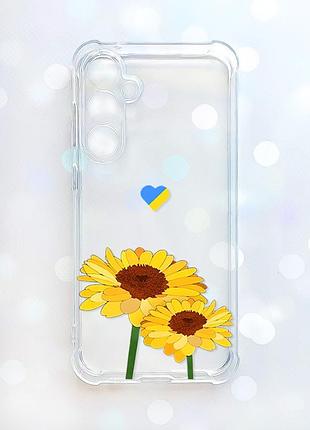 Чохол з потовщеними кутами на samsung galaxy s25 fe жовті квіти (принт 364)