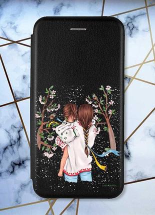 Чохол-книжка чорний з малюнком на samsung galaxy a37 мама з донечкою (принт 27)