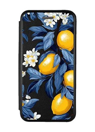 Чехол-книжка черный с рисунком на samsung galaxy a57 лимонное дерево (принт 417)