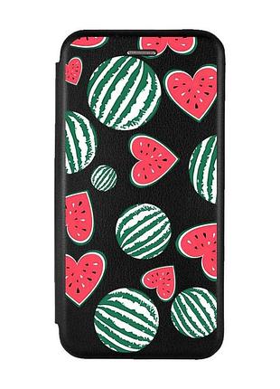 Чехол-книжка черный с рисунком на samsung galaxy a57 арбузы сердечка (принт 343)