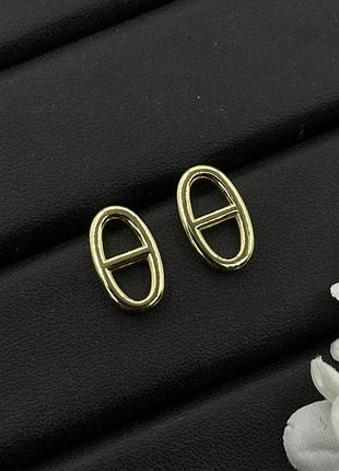 Серьги hermès chaine d’ancre mini or люкс качество
