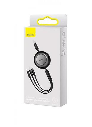Кабель baseus bright mirror 2 series 3-in-1 (micro usb+lightning+type-c) 3.5a (1.1m) (black)