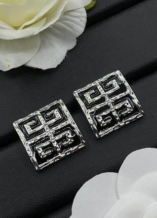 Сережки живанші cube emblem silver lux