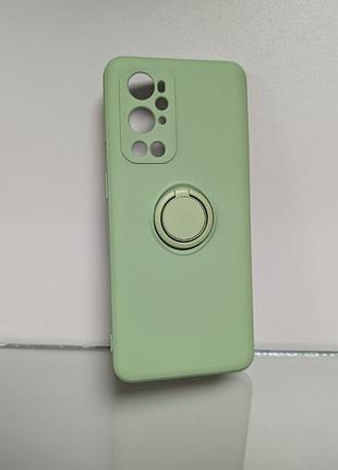 Чохол для oneplus 9 / ванплюс 9 ring soft touch, силіконовий, матовий, із кільцем-тримачем, зелений