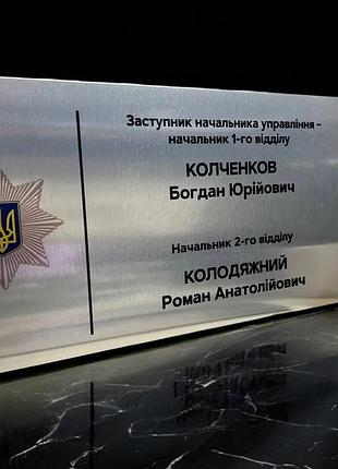 Металева табличка на двері для поліції срібло 15х29 см