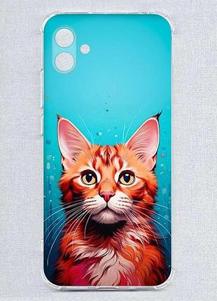 Чохол з потовщеними кутами на samsung galaxy a04e (a042) кішка (принт 408)