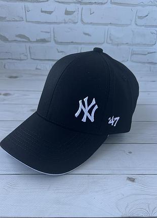 Чорна бавовняна бейсболка new york (люкс)