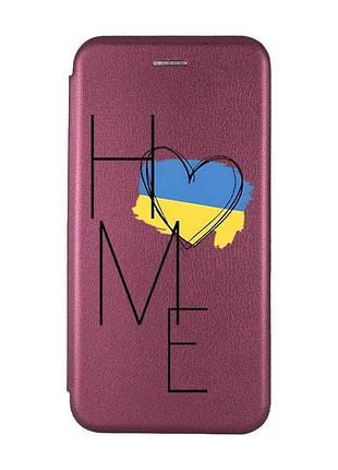 Чохол-книжка бордовий з малюнком на samsung galaxy a37 дім україна (принт 353)
