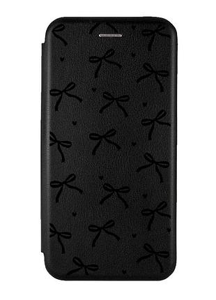 Чехол-книжка черный с рисунком на xiaomi redmi 15 бантики (принт 405)