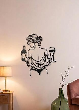Картина - настенный декор lady wine 20*30 см в стиле loft — стильный подарок и арт-объект