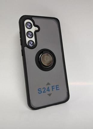 Чехол samsung galaxy s24 fe ring magnet матовый с кольцом-держателем черный