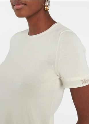 Хлопковая футболка с короткими рукавами max mara limone с логотипом на манжете /14701/
