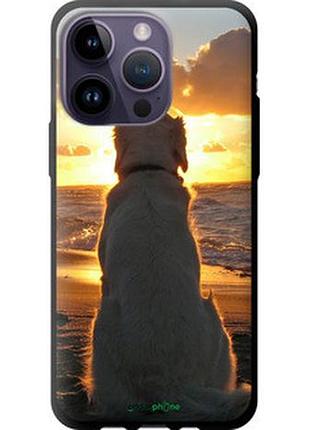 Чехол на iphone 14 pro max закат и собака "3966b-2667-2448"