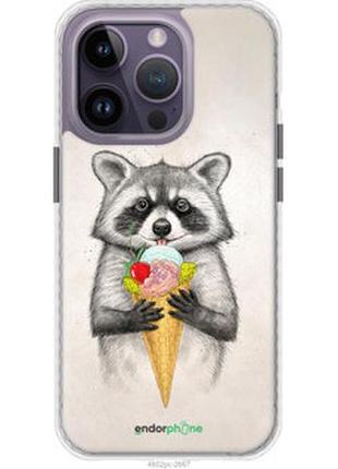 Чехол на iphone 14 pro max енотик с мороженым "4602pc-2667-2448"