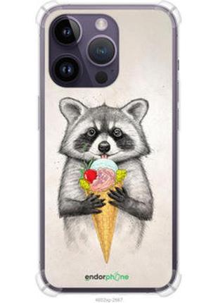 Чехол на iphone 14 pro max енотик с мороженым "4602sp-2667-2448"
