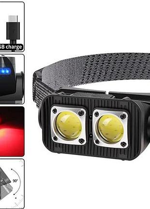 Налобный фонарь k372/l-31-2cob(white+red), motion sensor, li-ion аккумулятор, индикация заряда, зу t modern home style
